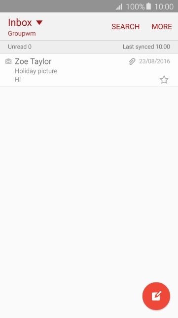 Press the new email icon. Press the new email icon.