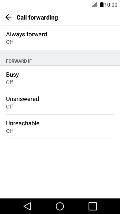 Press the required divert type.