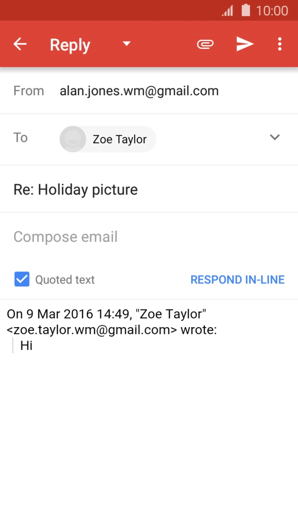 Press the text input field and write the required text.
