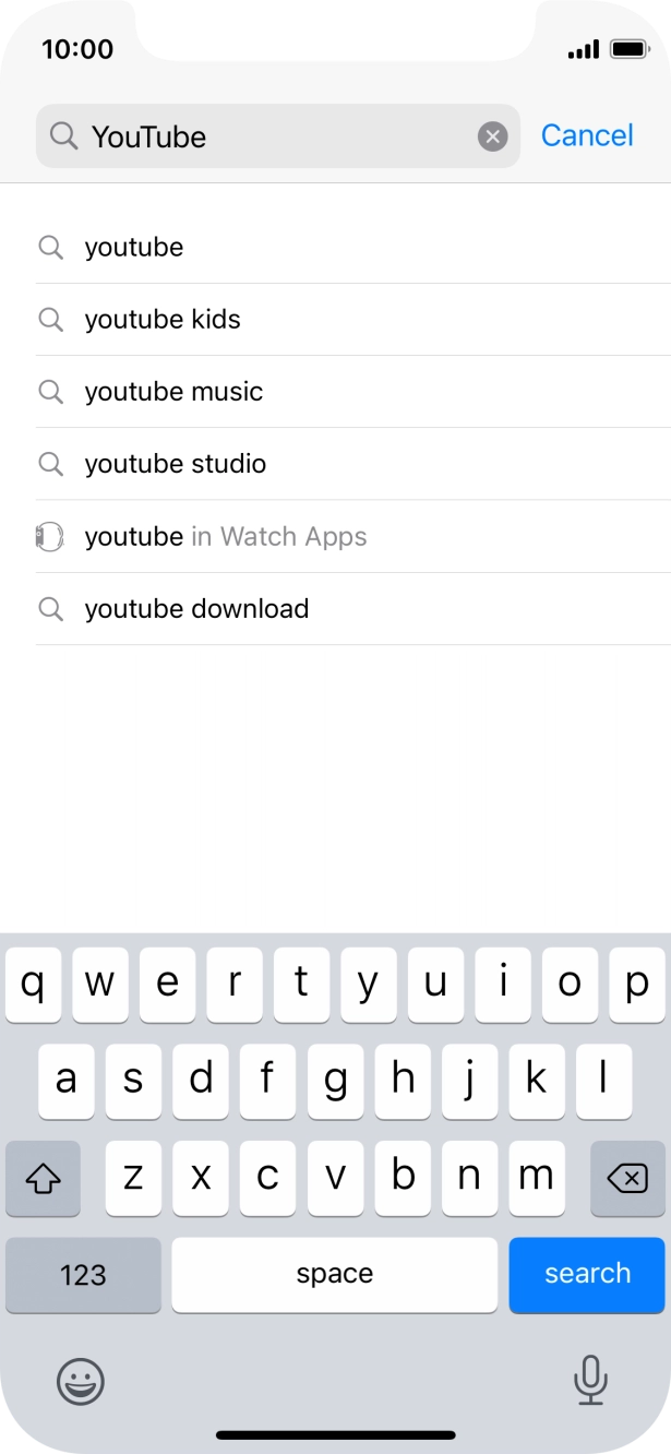 Key in YouTube and press search.
