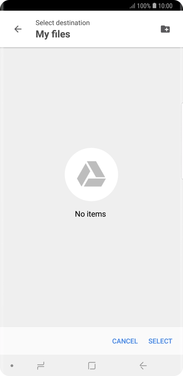 To create a new folder, press the new folder icon and follow the instructions on the screen to create a new folder.