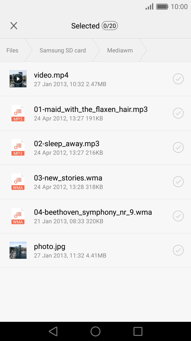 Press the required file.