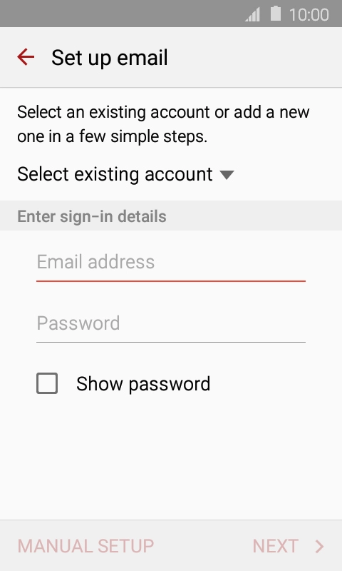 Press Email address and key in your email address.