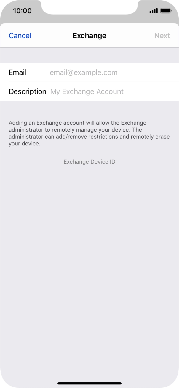 Press Email and key in your email address.