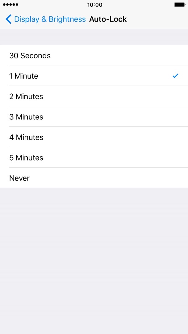 Press the required setting.