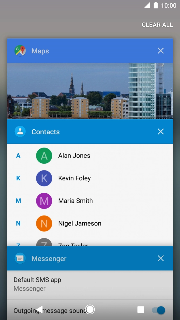 To end one running application, slide your finger right on the required application.