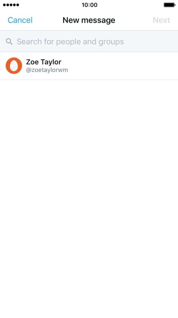 Press the search field and key in the first letters of the recipient's name.