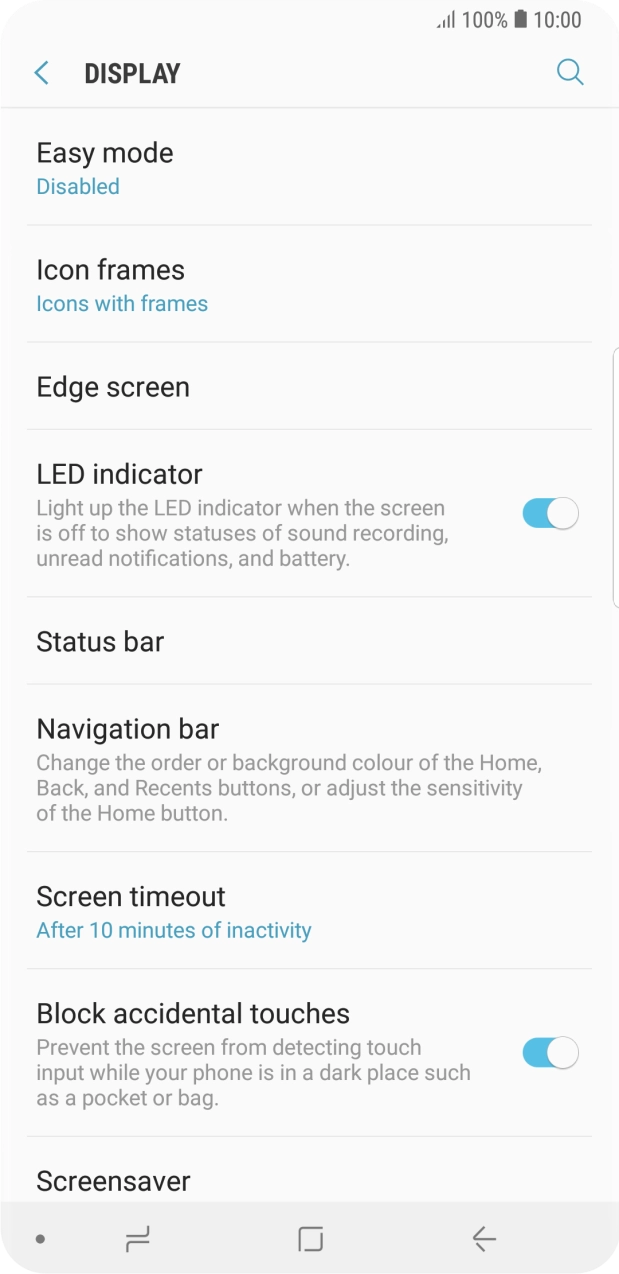 Press Screen timeout.