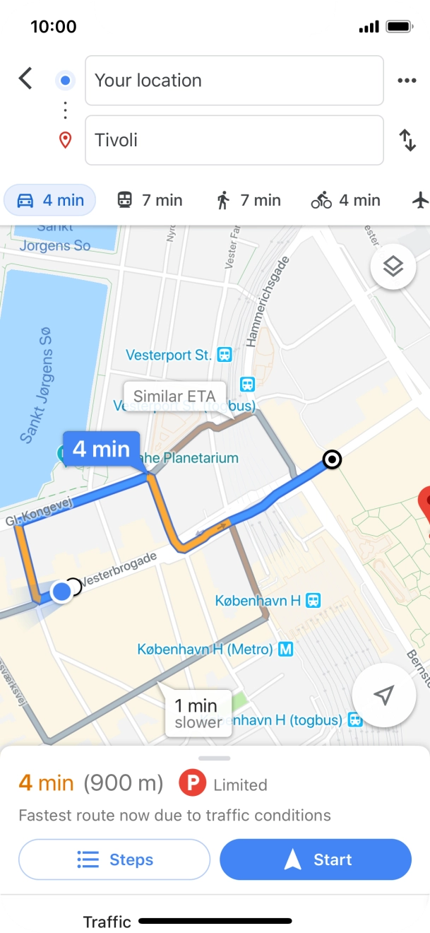 Press the required mode of transportation.