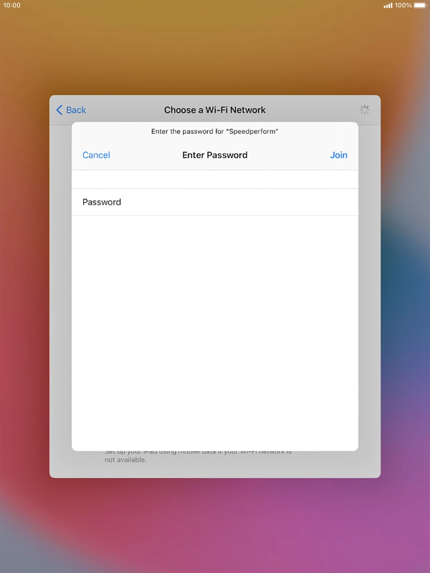 Key in the password for the Wi-Fi network and press Join. Key in the password for the Wi-Fi network and press Join.