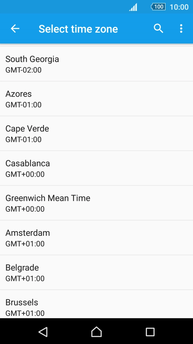 Press the required time zone.