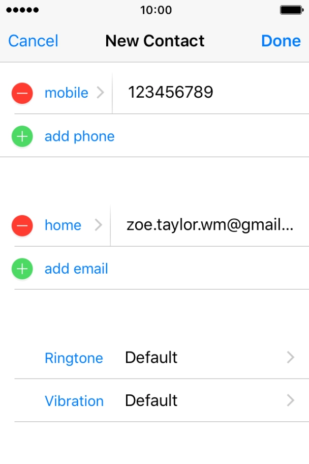 Press the field next to the email address.
