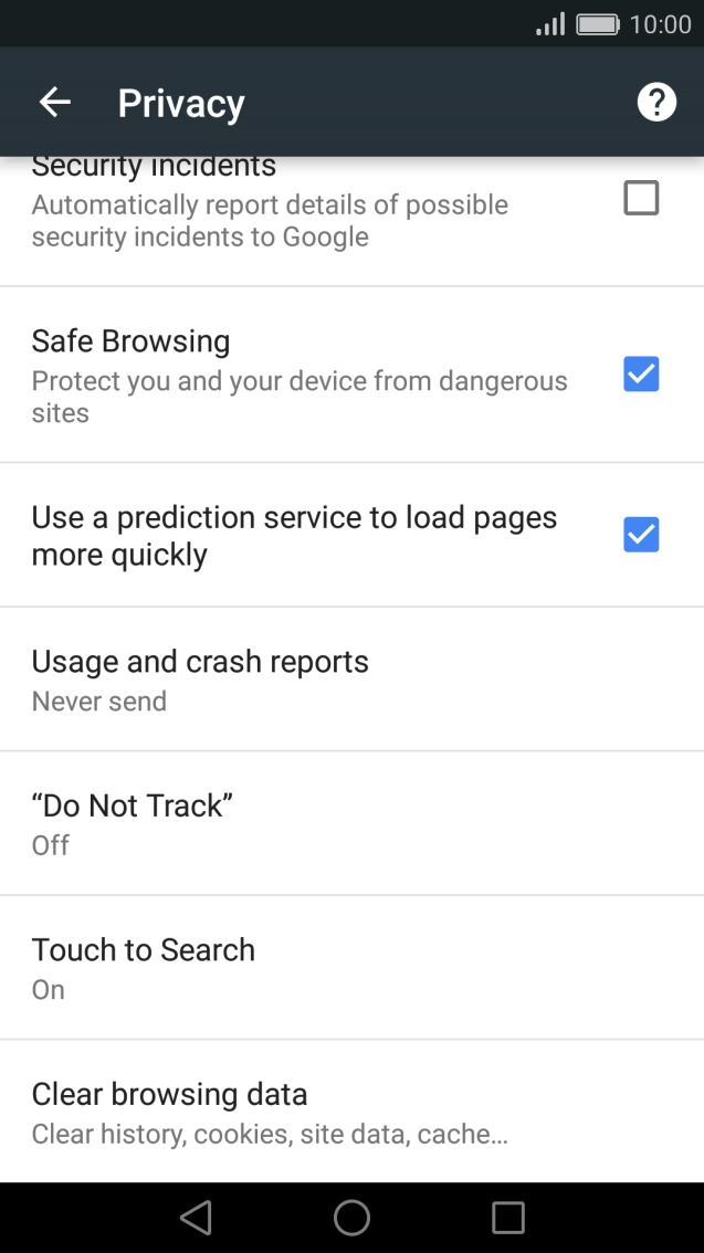 Press Clear browsing data.