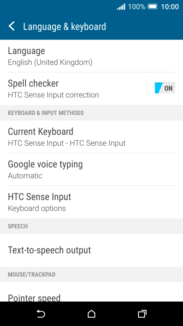 Press HTC Sense Input.