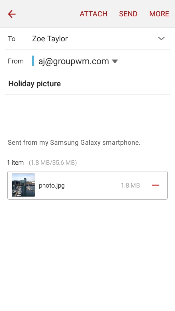 Press the text input field and write the text for your email.