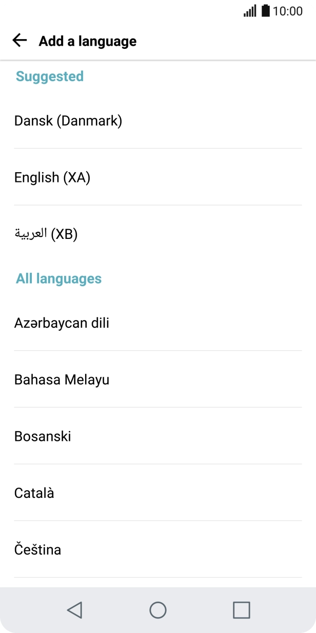 Press the required language to add it to the list of phone languages.