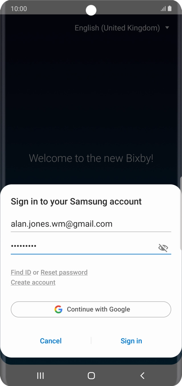 Press Sign in and follow the instructions on the screen to select Bixby settings.