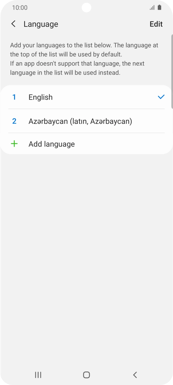 To subsequently select another language as the default language, press the required language.