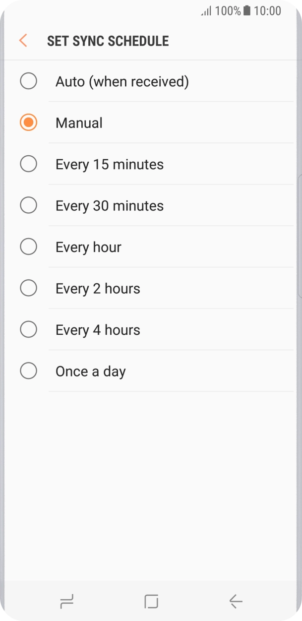 Press the required setting.