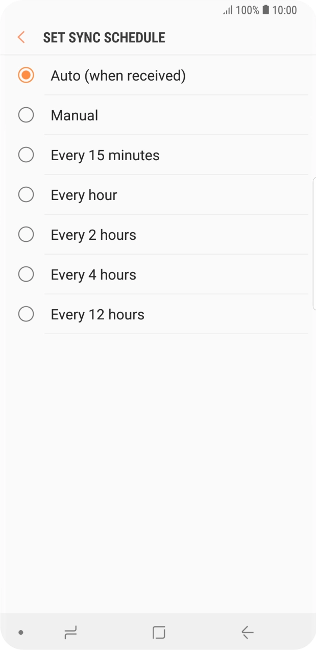 Press the required setting. Press the required setting.