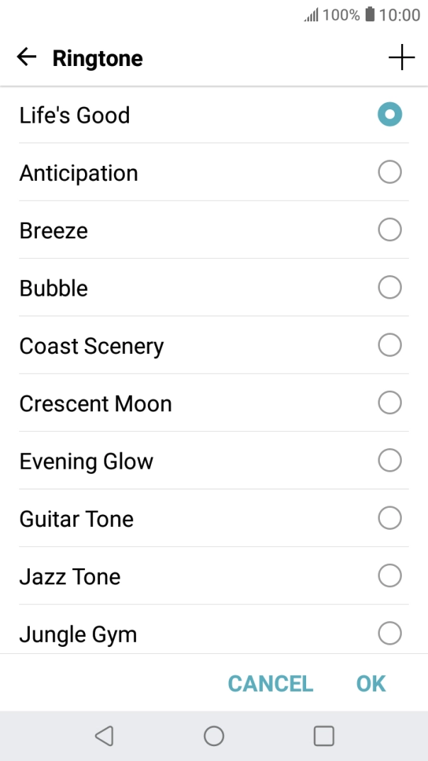 Press the add ring tone icon and go to the required ring tone.