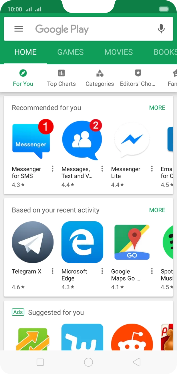 Slide your finger right starting from the left side of the screen.