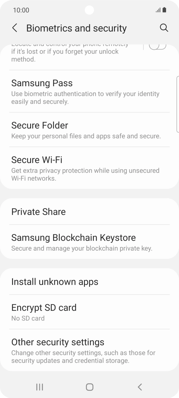 Press Other security settings.