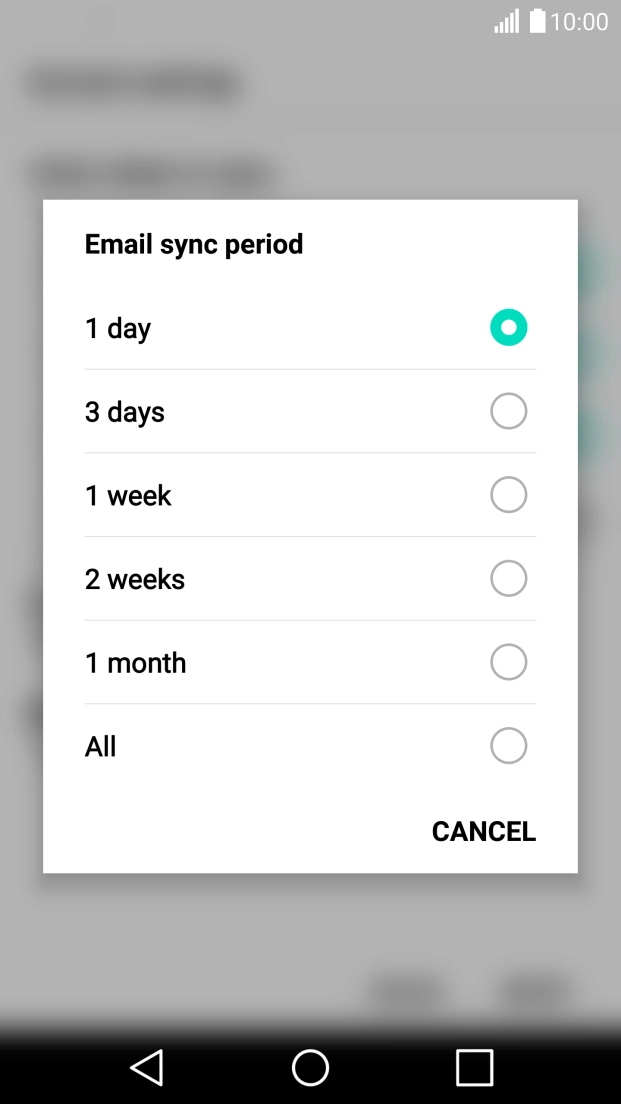 Press the required setting.