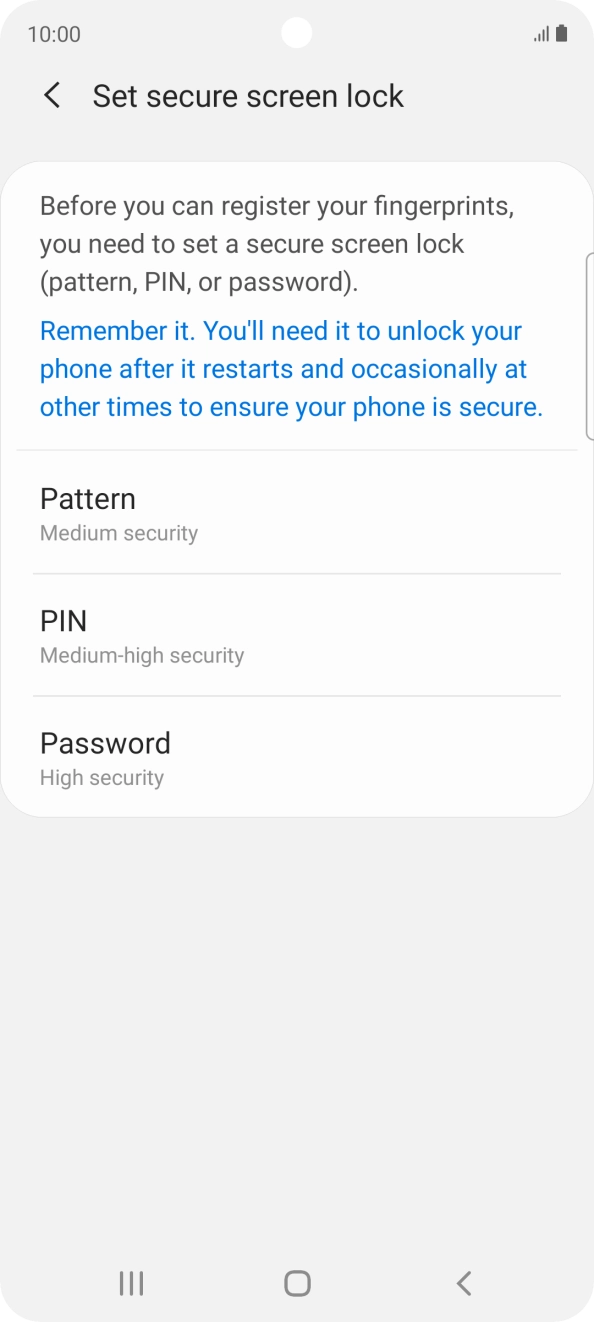 Press the required phone lock code and follow the instructions on the screen to create an additional phone lock code.