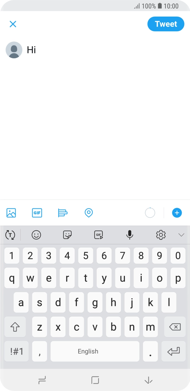 Write the required text and press Tweet.