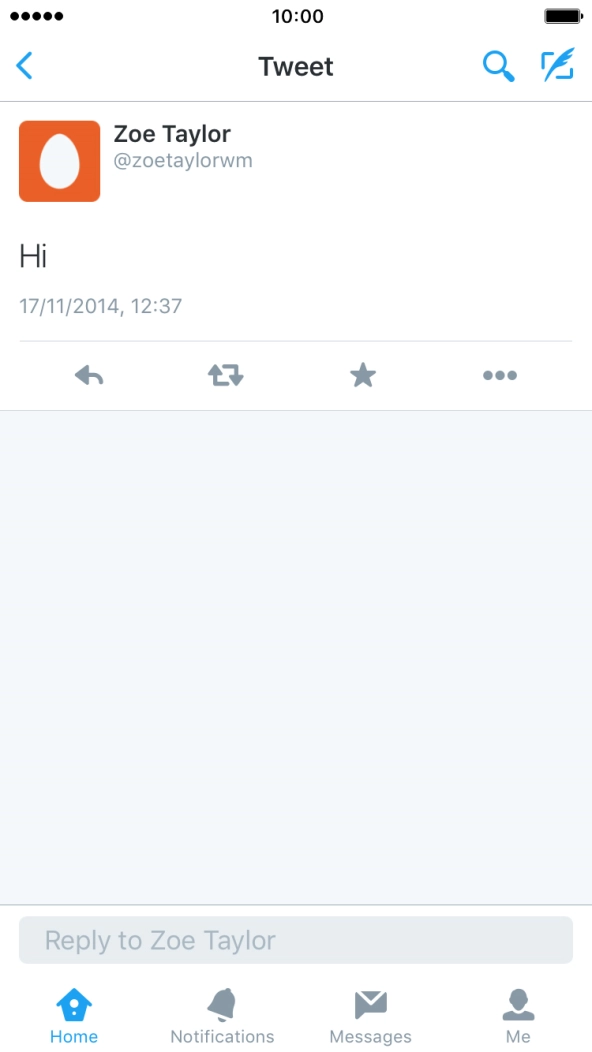 Press the reply icon. Press the reply icon.