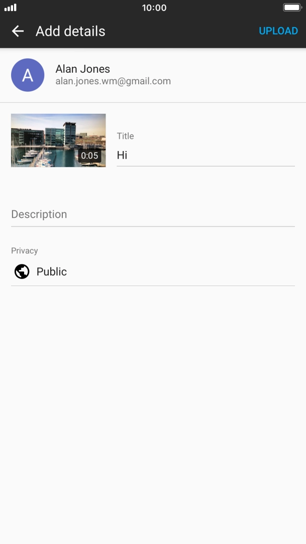 Write the required text and press UPLOAD.