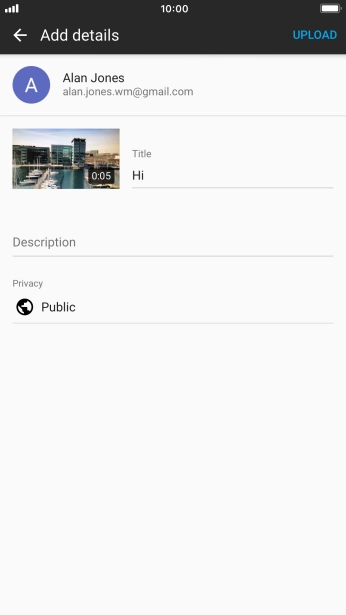 Write the required text and press UPLOAD.