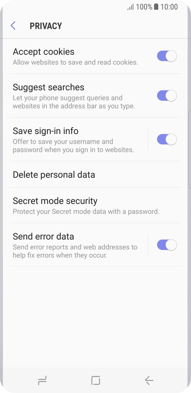 Press Delete personal data. Press Delete personal data.