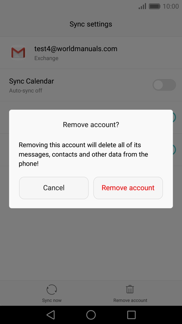 Press Remove account.