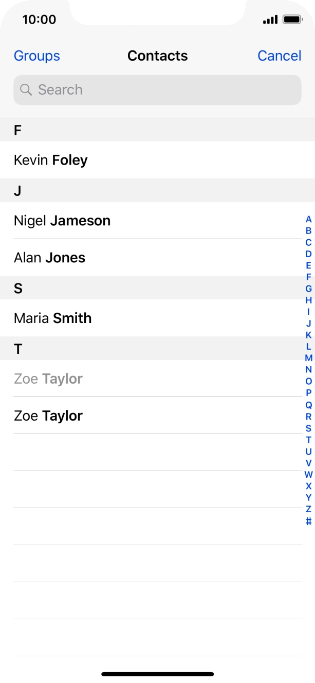 Press the required contact.
