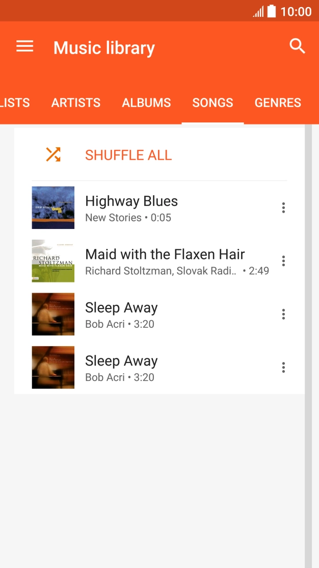 Press the required audio file.