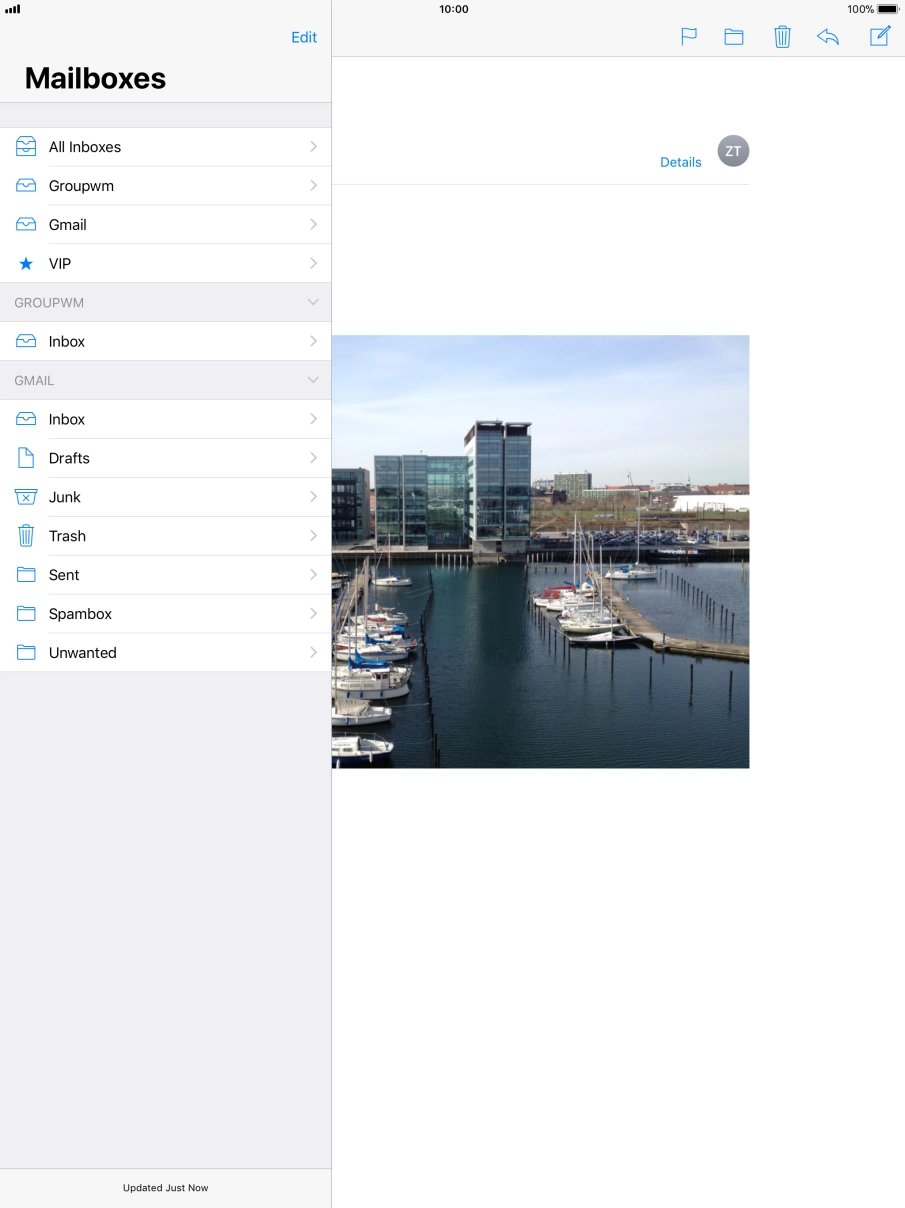 Press the required email account.