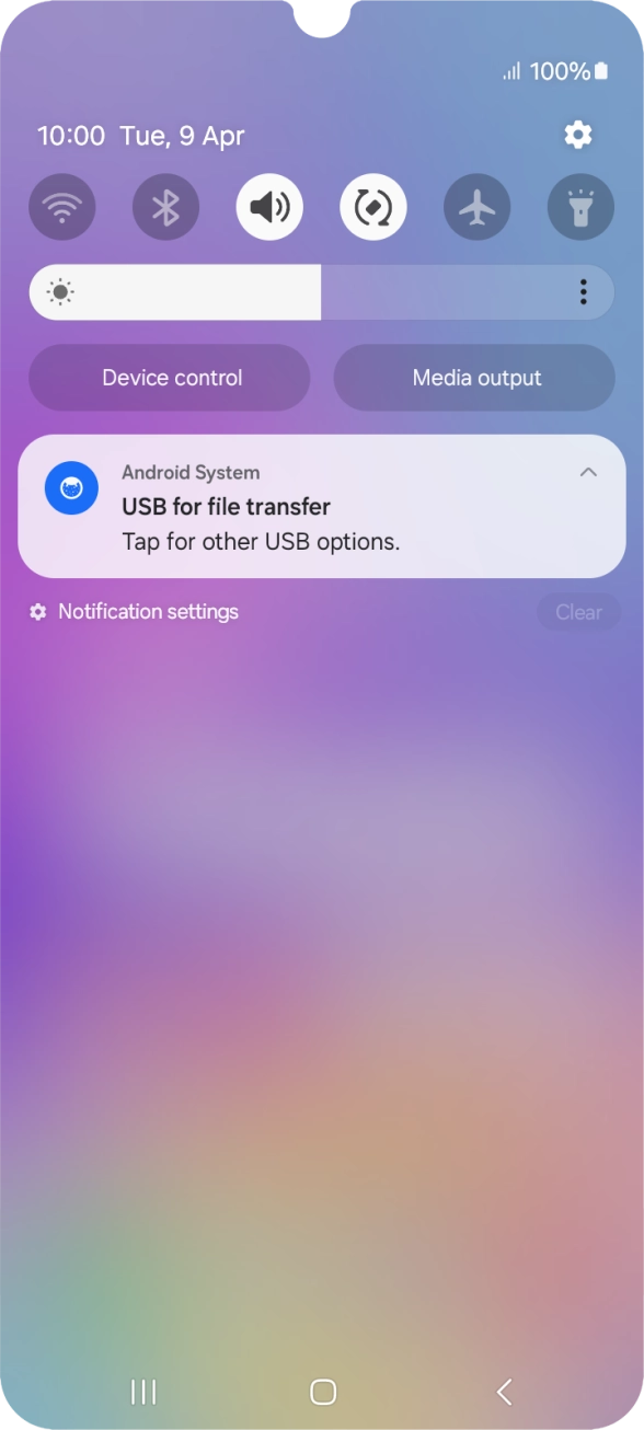Press Tap for other USB options..