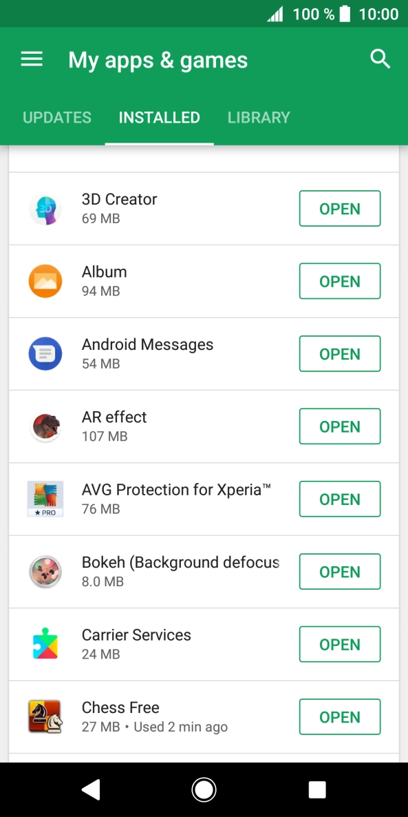 Press the required app.