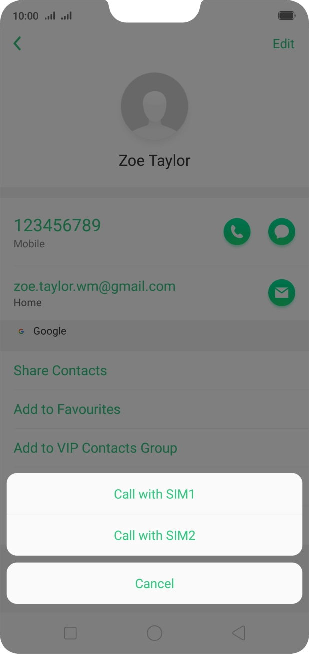 Press Call with ‹SIM›.