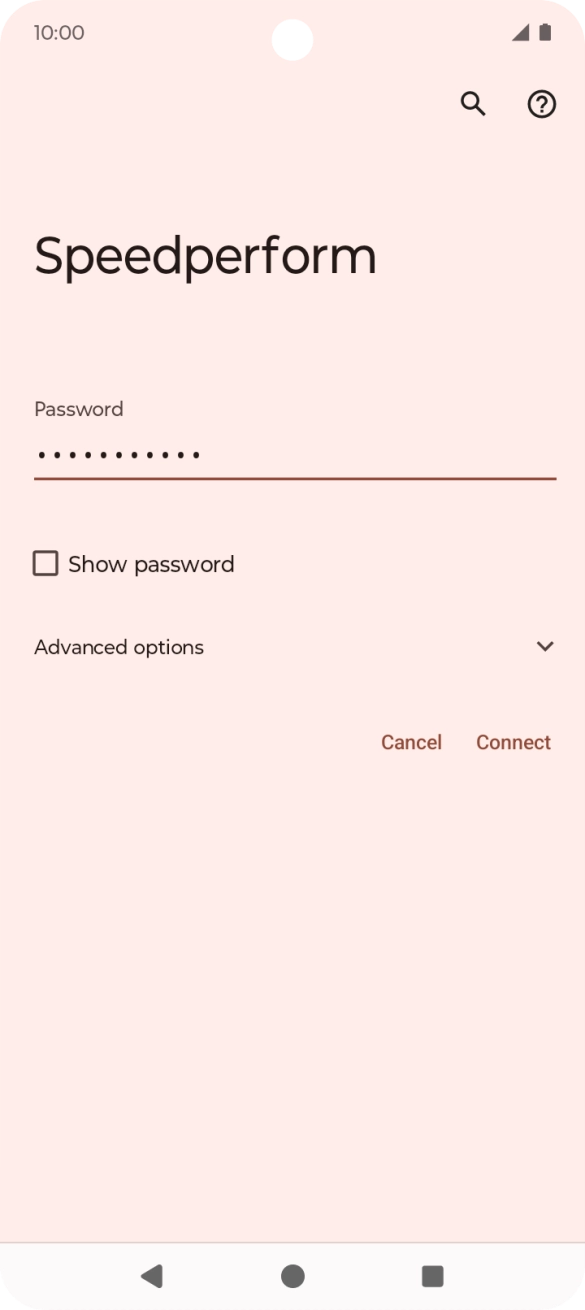 Key in the password for the Wi-Fi network and press Connect.