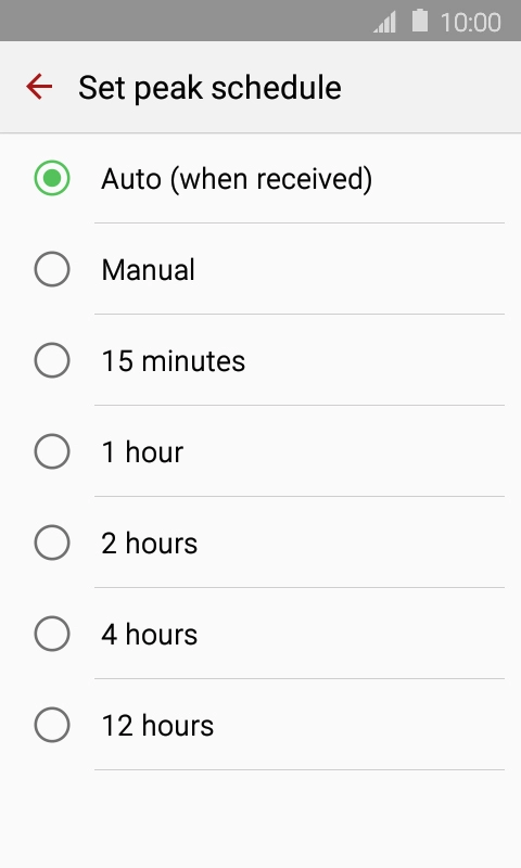 Press the required setting.