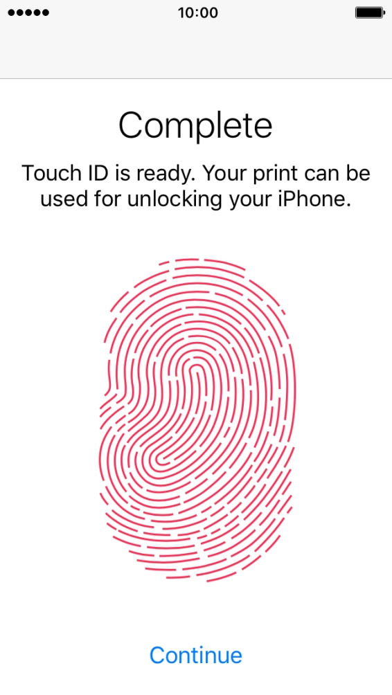 Press Continue. If you haven't previously selected a phone lock code, key in a code of your own choice twice.