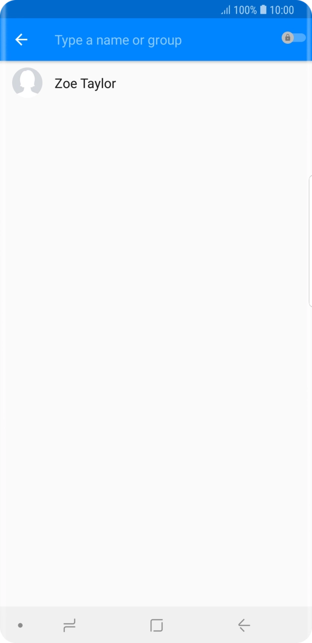 Press the search field and key in the first letters of the recipient's name.