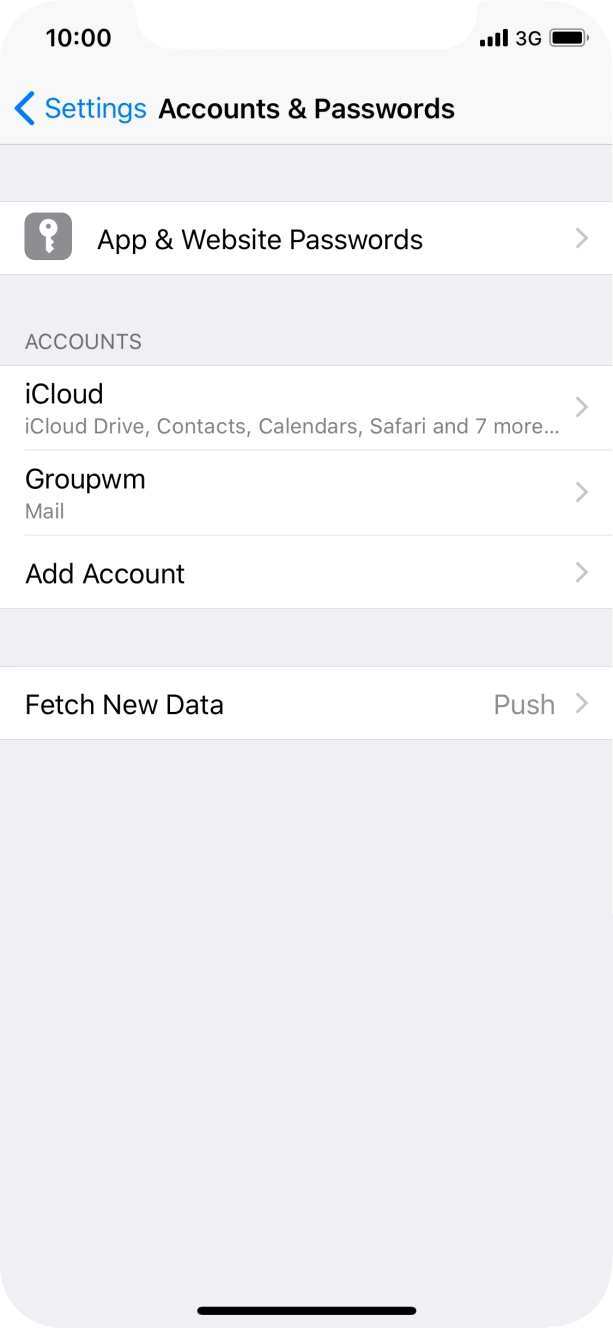 Press the name of the email account you've just set up. Press the name of the email account you've just set up.