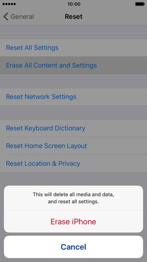 Press Erase iPhone.