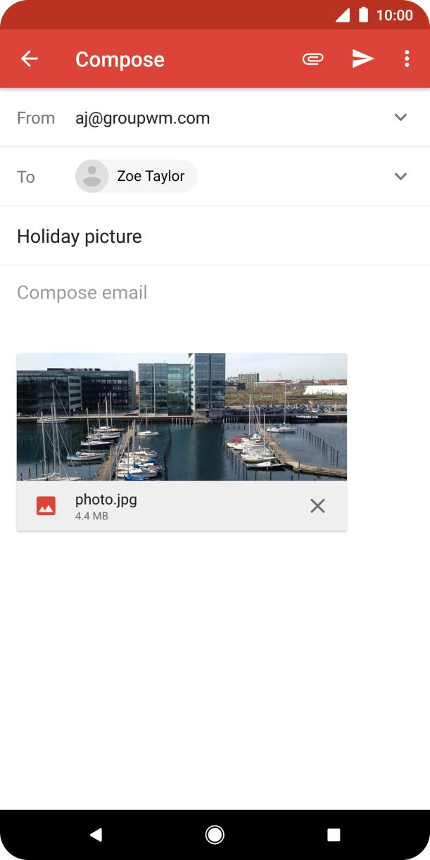 Press the text input field and write the text for your email.