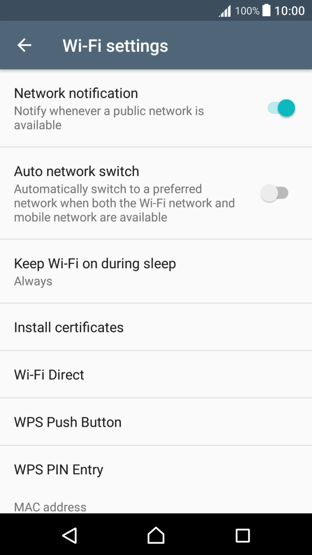 Press Auto network switch to turn the function on or off.