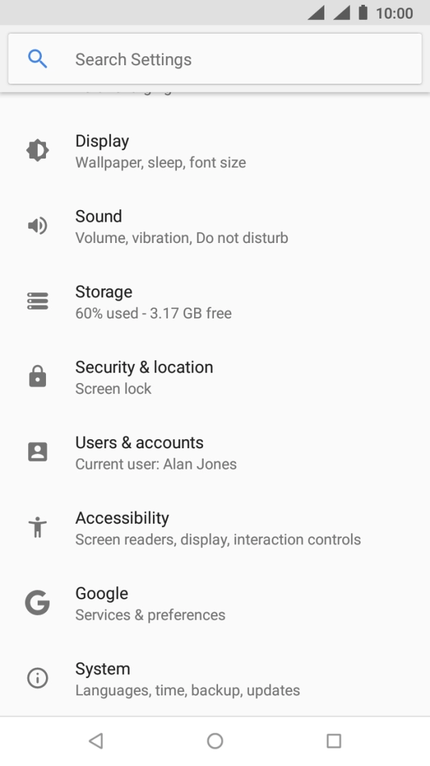 Press Users & accounts.